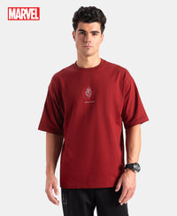 Marvel Avengers Super Combed Cotton Rich Graphic Printed Oversized T-Shirt - Sundried Tomato