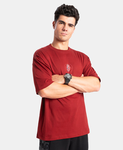 Marvel Avengers Super Combed Cotton Rich Graphic Printed Oversized T-Shirt - Sundried Tomato