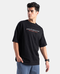 Marvel Avengers Super Combed Cotton Rich Graphic Printed Oversized T-Shirt - Black