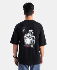 Marvel Avengers Super Combed Cotton Rich Graphic Printed Oversized T-Shirt - Black