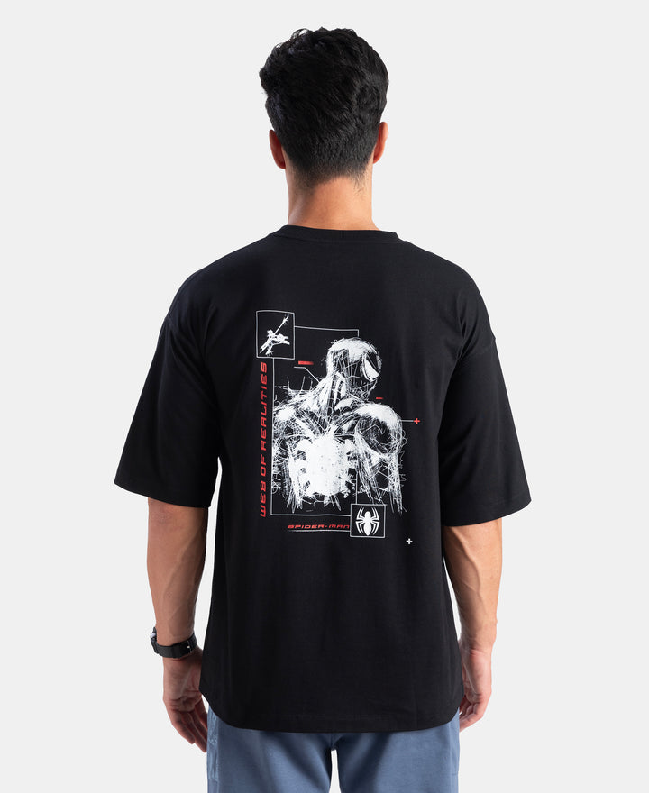 Marvel Avengers Super Combed Cotton Rich Graphic Printed Oversized T-Shirt - Black