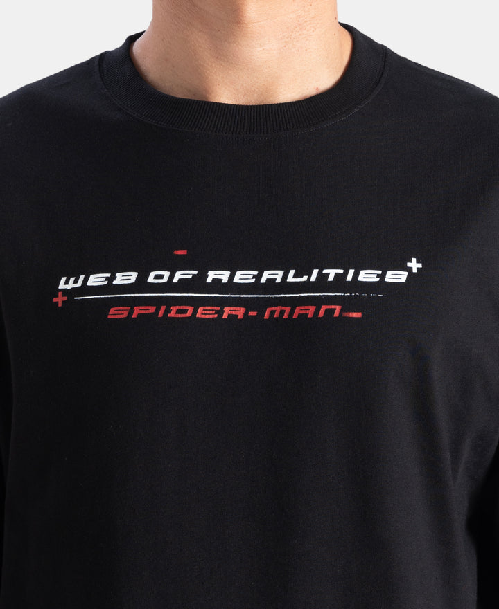Marvel Avengers Super Combed Cotton Rich Graphic Printed Oversized T-Shirt - Black