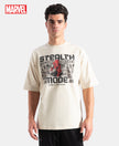Marvel Avengers Super Combed Cotton Rich Graphic Printed Oversized T-Shirt - Almond Milk