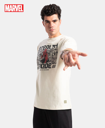 Marvel Avengers Super Combed Cotton Rich Graphic Printed Oversized T-Shirt - Almond Milk