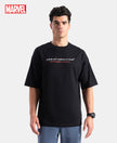 Marvel Avengers Super Combed Cotton Rich Graphic Printed Oversized T-Shirt - Black