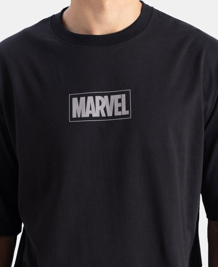 Marvel Avengers Super Combed Cotton Rich Graphic Printed Oversized T-Shirt - Black