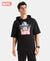 Marvel Avengers Super Combed Cotton French Terry Graphic Printed Hoodie T-Shirt - Black