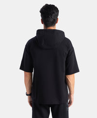 Marvel Avengers Super Combed Cotton French Terry Graphic Printed Hoodie T-Shirt - Black