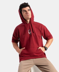 Marvel Avengers Super Combed Cotton French Terry Graphic Printed Hoodie T-Shirt - Biking Red