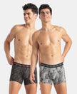 Marvel Avengers Super Combed Cotton Elastane Stretch Printed Trunk with Ultrasoft Waistband - Monument & Black (Pack of 2)