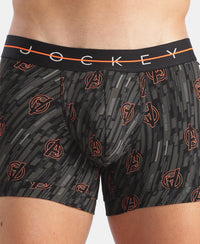 Marvel Avengers Super Combed Cotton Elastane Stretch Printed Trunk with Ultrasoft Waistband - Monument & Black (Pack of 2)