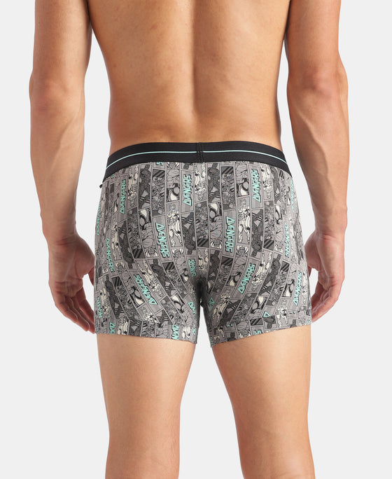Marvel Avengers Super Combed Cotton Elastane Stretch Printed Trunk with Ultrasoft Waistband - Monument & Black (Pack of 2)