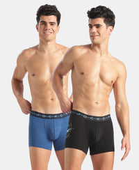 Marvel Avengers Super Combed Cotton Elastane Stretch Printed Trunk with Ultrasoft Waistband - Classic Blue & Black (Pack of 2)