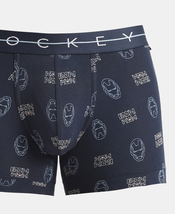 Marvel Avengers Super Combed Cotton Elastane Stretch Printed Trunk with Ultrasoft Waistband - Black & Navy (Pack of 2)