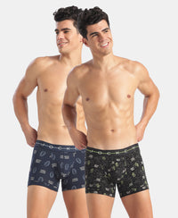 Marvel Avengers Super Combed Cotton Elastane Stretch Printed Trunk with Ultrasoft Waistband - Black & Navy (Pack of 2)