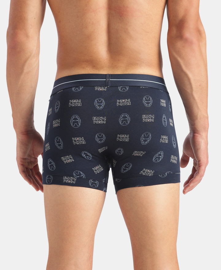 Marvel Avengers Super Combed Cotton Elastane Stretch Printed Trunk with Ultrasoft Waistband - Black & Navy (Pack of 2)