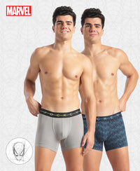 Marvel Avengers Super Combed Cotton Elastane Stretch Printed Trunk with Ultrasoft Waistband - Navy & Monument (Pack of 2)