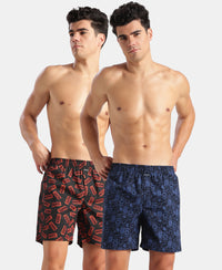 Marvel Avengers Super Combed Mercerized Cotton Woven Printed Boxer Shorts with Side Pockets- Navy & Black (Pack of 2)