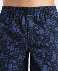 Marvel Avengers Super Combed Mercerized Cotton Woven Printed Boxer Shorts with Side Pockets- Navy & Black (Pack of 2)