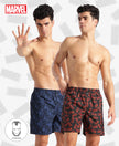 Marvel Avengers Super Combed Mercerized Cotton Woven Printed Boxer Shorts with Side Pockets- Navy & Black (Pack of 2)