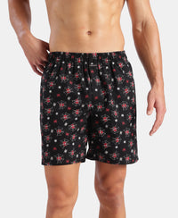 Marvel Avengers Super Combed Mercerized Cotton Woven Printed Boxer Shorts with Side Pockets- Black & Almond Milk (Pack of 2)