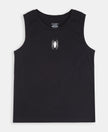 Boy's Super Combed Cotton Graphic Print Tank Top - Black