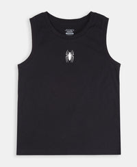Boy's Super Combed Cotton Graphic Print Tank Top - Black