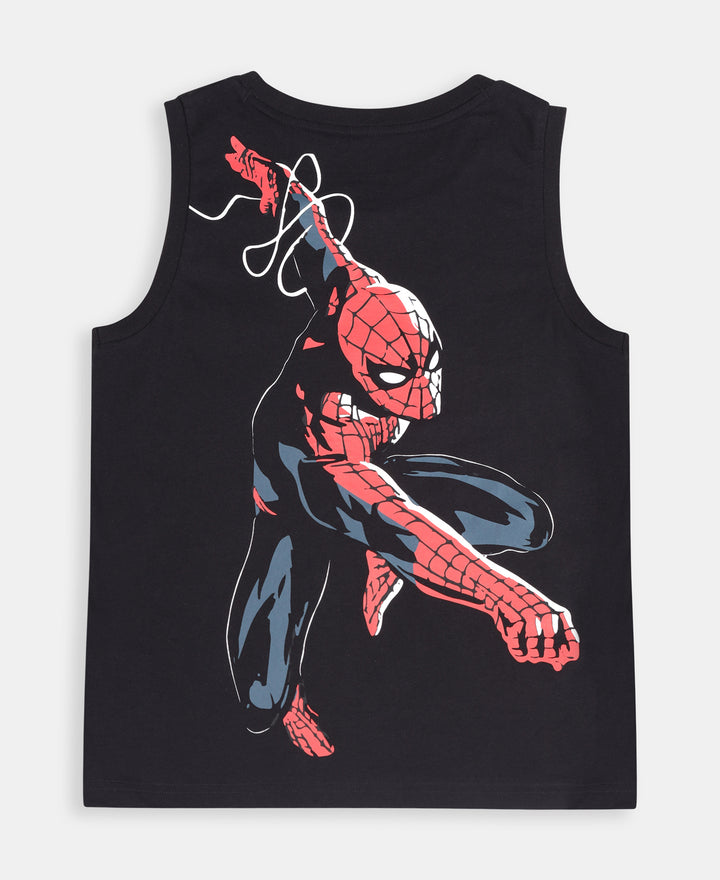 Boy's Super Combed Cotton Graphic Print Tank Top - Black