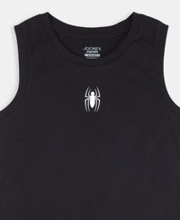 Boy's Super Combed Cotton Graphic Print Tank Top - Black