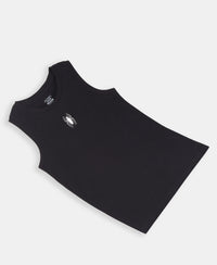 Boy's Super Combed Cotton Graphic Print Tank Top - Black
