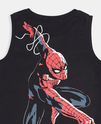 Boy's Super Combed Cotton Graphic Print Tank Top - Black
