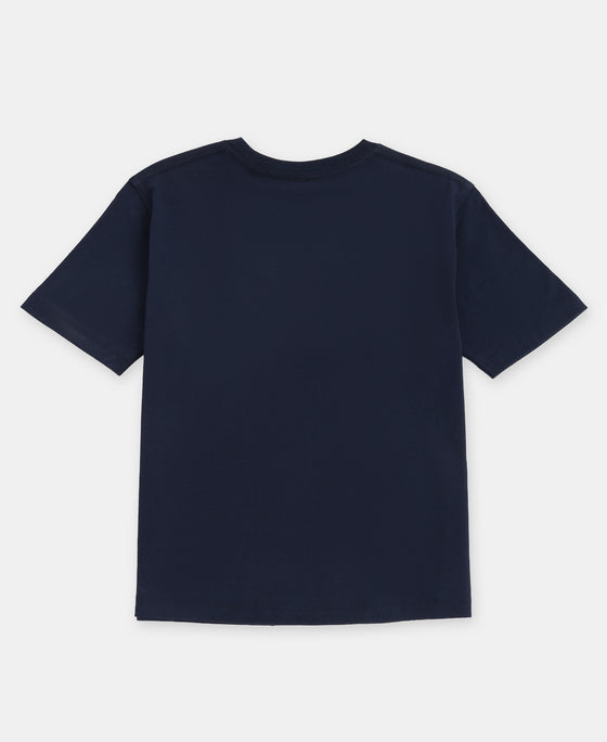 Marvel Avengers Super Combed Cotton Graphic Printed Half Sleeve T-Shirt - Navy
