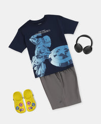 Marvel Avengers Super Combed Cotton Graphic Printed Half Sleeve T-Shirt - Navy