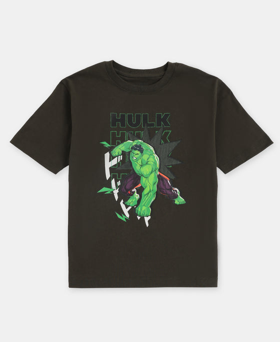 Marvel Avengers Super Combed Cotton Graphic Printed Half Sleeve T-Shirt - Deep Olive