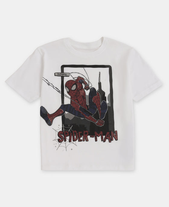 Marvel Avengers Super Combed Cotton Graphic Printed Half Sleeve T-Shirt - White