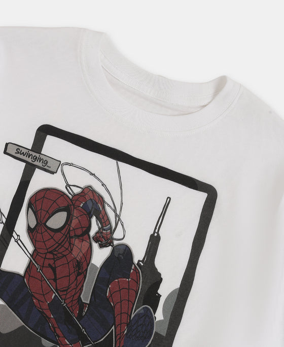 Marvel Avengers Super Combed Cotton Graphic Printed Half Sleeve T-Shirt - White