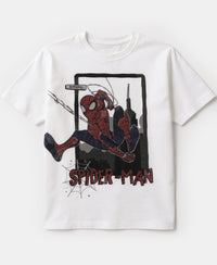 Marvel Avengers Super Combed Cotton Graphic Printed Half Sleeve T-Shirt - White