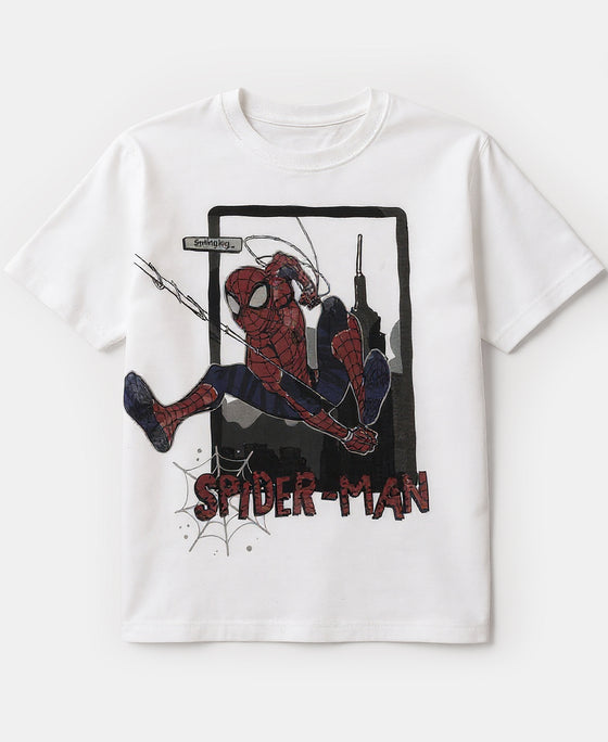 Marvel Avengers Super Combed Cotton Graphic Printed Half Sleeve T-Shirt - White
