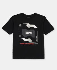 Marvel Avengers Super Combed Cotton Graphic Printed Half Sleeve T-Shirt - Black