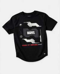 Marvel Avengers Super Combed Cotton Graphic Printed Half Sleeve T-Shirt - Black