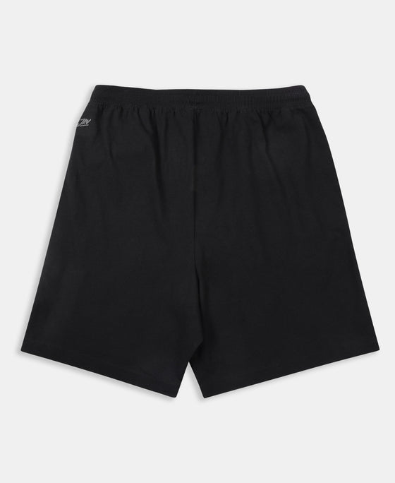 Marvel Avengers Boy's Super Combed Cotton Rich Graphic Printed Shorts - Black