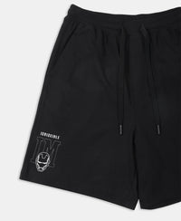 Marvel Avengers Boy's Super Combed Cotton Rich Graphic Printed Shorts - Black