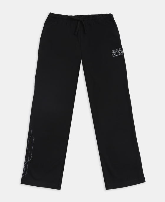 Marvel Avengers Boy's Super Combed Cotton Rich Graphic Printed Trackpants - Black