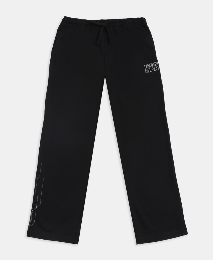 Marvel Avengers Boy's Super Combed Cotton Rich Graphic Printed Trackpants - Black