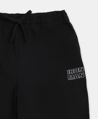 Marvel Avengers Boy's Super Combed Cotton Rich Graphic Printed Trackpants - Black