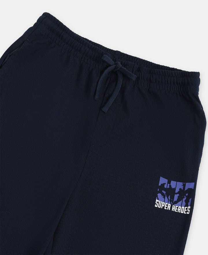 Marvel Avengers Boy's Super Combed Cotton Rich Graphic Printed Trackpants - Navy