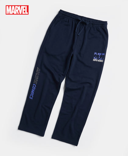 Marvel Avengers Boy's Super Combed Cotton Rich Graphic Printed Trackpants - Navy
