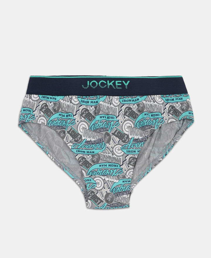 Marvel Avengers Super Combed Cotton Elastane Stretch Printed Brief with Ultrasoft Waistband - Monument & Black (Pack of 2)