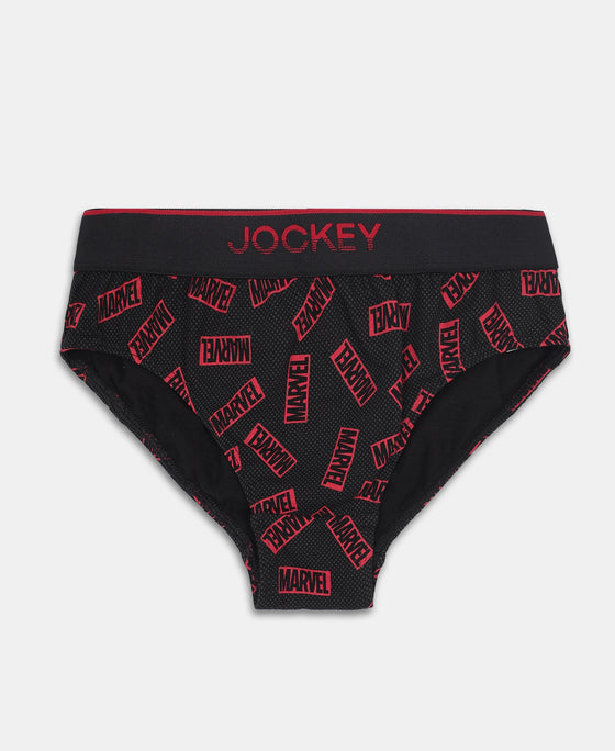 Marvel Avengers Super Combed Cotton Elastane Stretch Printed Brief with Ultrasoft Waistband - Monument & Black (Pack of 2)