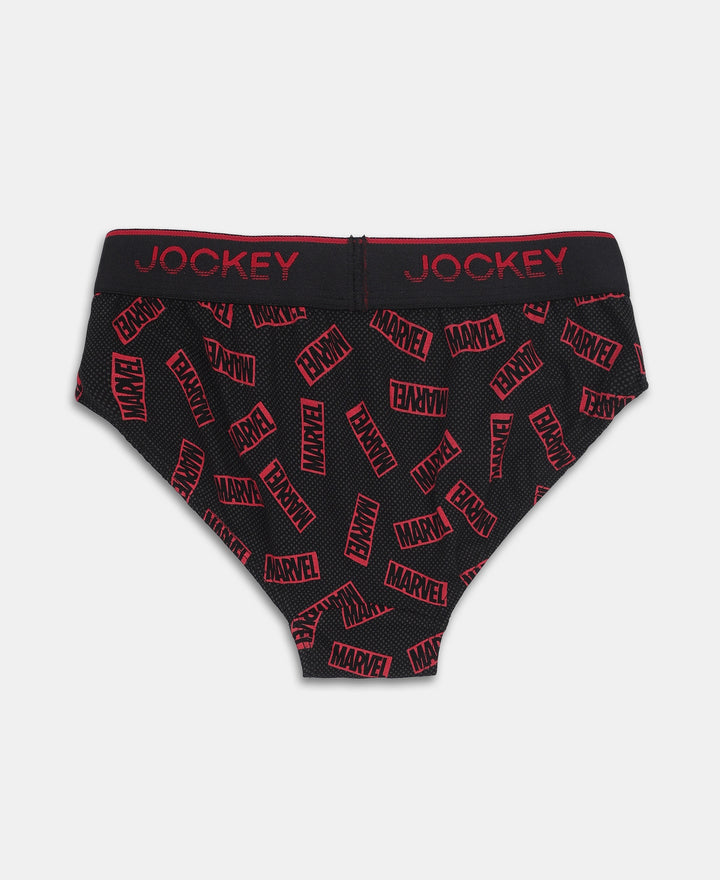 Marvel Avengers Super Combed Cotton Elastane Stretch Printed Brief with Ultrasoft Waistband - Monument & Black (Pack of 2)